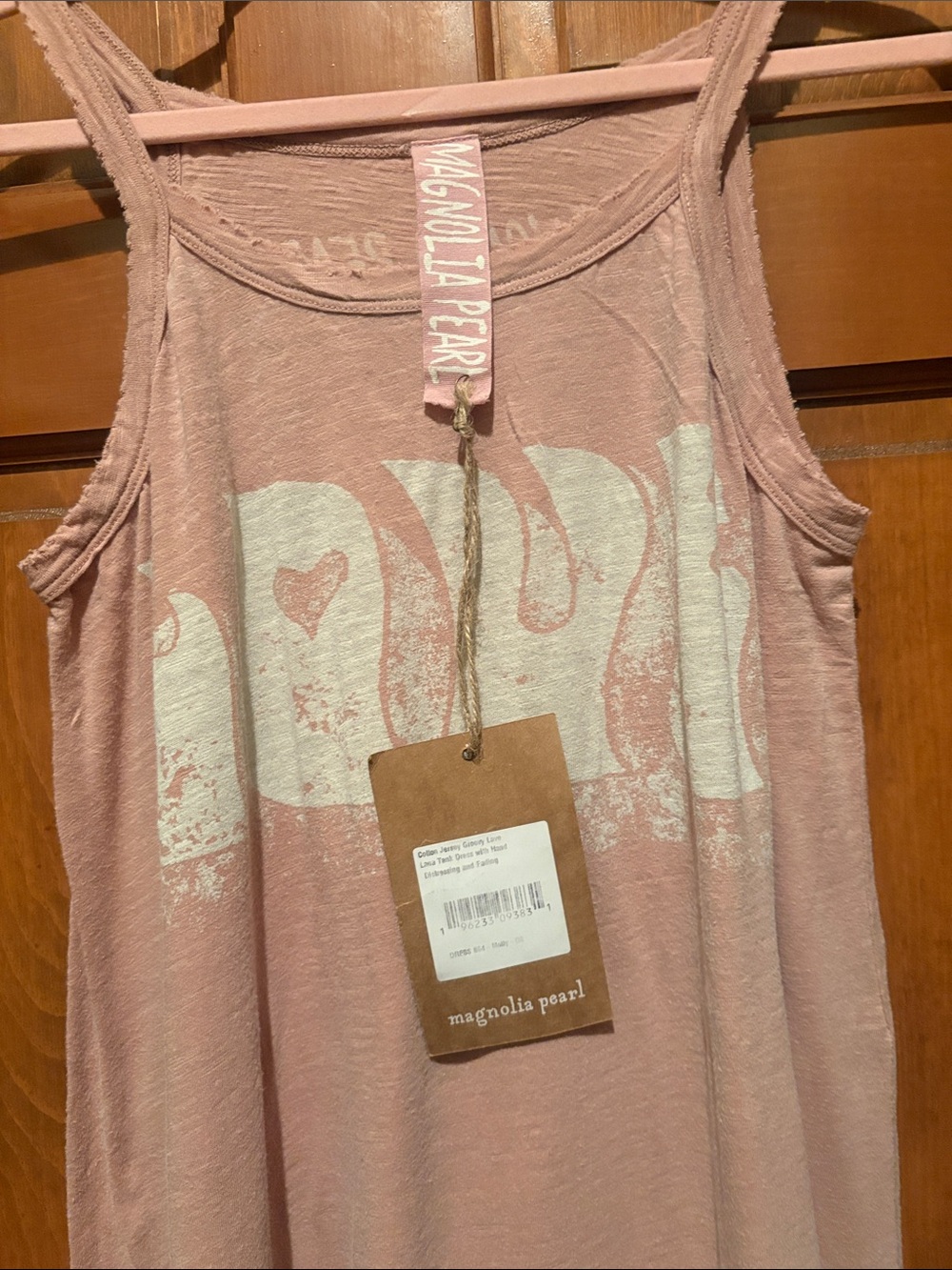 Magnolia Pearl Dusty Pink Tank with Faded White Graphic - Picture 2 of 6